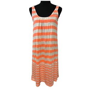 UMGEE Womens Small Orange/White Striped Tank Top Dress Bathing Suit‎ Cover Beach